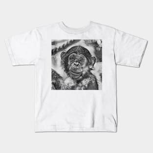 AnimalArtBW Chimpanzee 002 Kids T-Shirt